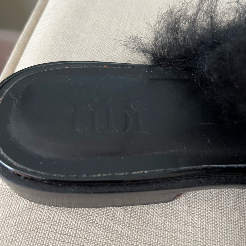 Tibi Black Furry Women's Slides. Size 39 - Picture 3 of 6